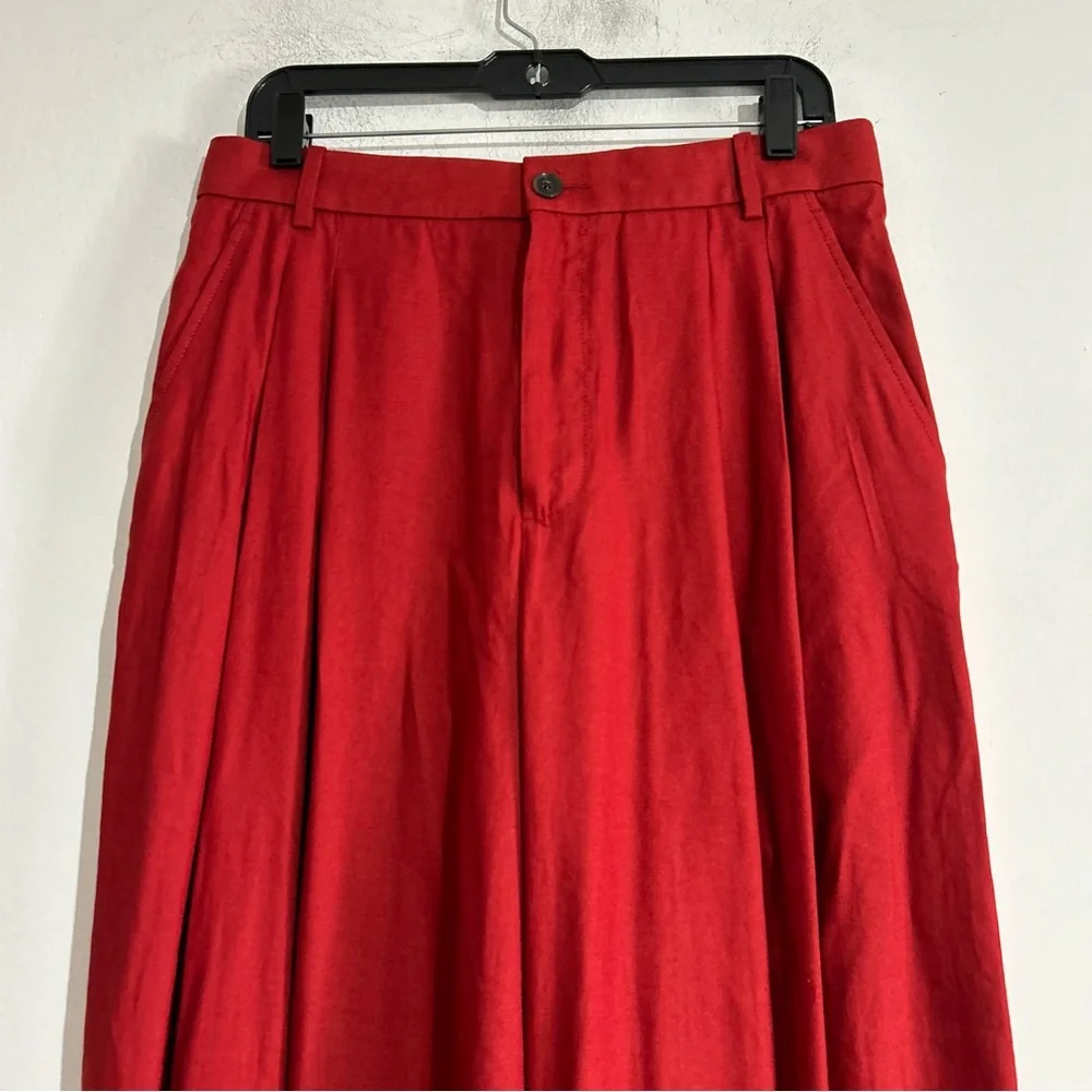 Banana Republic Lena Wide Leg Linen Blend Pants Red Size 8